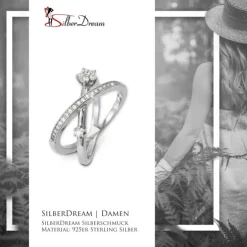 SilberDream Doppel Ring Zirkonia weiß Gr.52 925er Sterling Silber GSR400W52