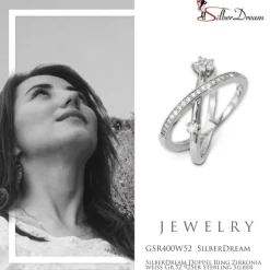 SilberDream Doppel Ring Zirkonia weiß Gr.52 925er Sterling Silber GSR400W52
