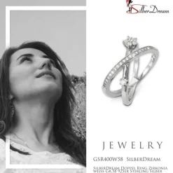 SilberDream Doppel Ring Zirkonia weiß Gr.58 925er Sterling Silber GSR400W58