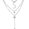 SilberDream Doppelkette Sterne Zirkonia weiß 925 Silber 45-48cm Kette GSK408W