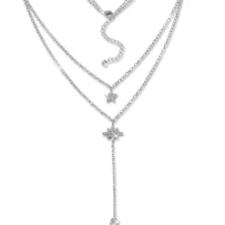 SilberDream Doppelkette Sterne Zirkonia weiß 925 Silber 45-48cm Kette GSK408W