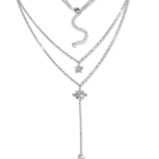 SilberDream Doppelkette Sterne Zirkonia weiß 925 Silber 45-48cm Kette GSK408W