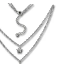 SilberDream Doppelkette Sterne Zirkonia weiß 925 Silber 45-48cm Kette GSK408W