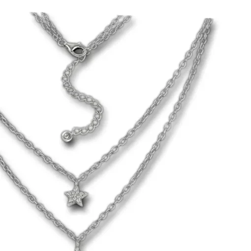 SilberDream Doppelkette Sterne Zirkonia weiß 925 Silber 45-48cm Kette GSK408W