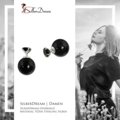 SilberDream Doppel-Ohrringe Zirkonia schwarz Tribal Design 925 Silber SDO8515S