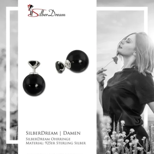 SilberDream Doppel-Ohrringe Zirkonia schwarz Tribal Design 925 Silber SDO8515S