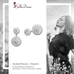 SilberDream Doppel-Ohrringe Glitzerperlen weiß Tribal Design 925 Silber SDO8516W