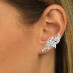 SilberDream Ear Cuff Blatt Zirkonia Ohrringe Ohrklemme 925 Silber GSO428W