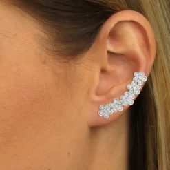 SilberDream Ear Cuff Blumen Zirkonia Ohrringe Ohrklemme 925 Silber GSO416W
