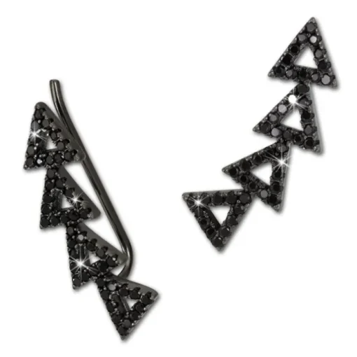 SilberDream Ear Cuff Dreiecke Zirkonia schwarz Ohrringe 925 Silber GSO426S