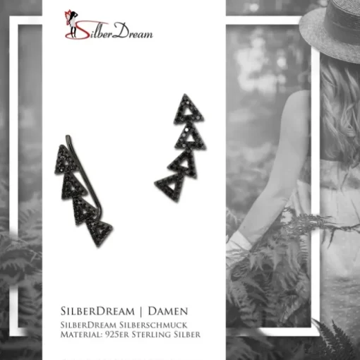 SilberDream Ear Cuff Dreiecke Zirkonia schwarz Ohrringe 925 Silber GSO426S