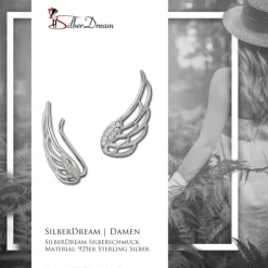 SilberDream Ear Cuff Flügel Zirkonia Ohrringe Ohrklemme 925 Silber GSO410W