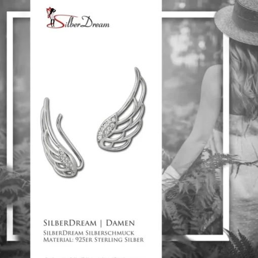 SilberDream Ear Cuff Flügel Zirkonia Ohrringe Ohrklemme 925 Silber GSO410W