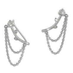 SilberDream Ear Cuff Herz Kettchen Zirkonia Ohrring Ohrklemme 925 Silber GSO454W