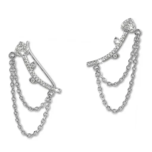 SilberDream Ear Cuff Herz Kettchen Zirkonia Ohrring Ohrklemme 925 Silber GSO454W