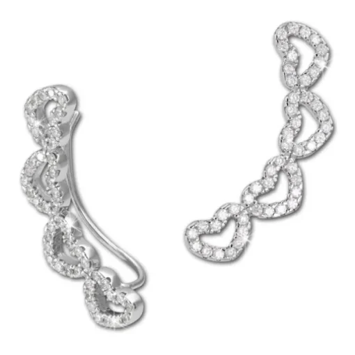 SilberDream Ear Cuff Herzen Zirkonia Ohrringe Ohrklemme 925 Silber GSO422W