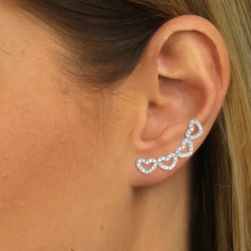 SilberDream Ear Cuff Herzen Zirkonia Ohrringe Ohrklemme 925 Silber GSO422W