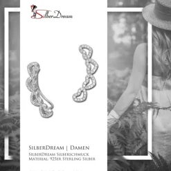 SilberDream Ear Cuff Herzen Zirkonia Ohrringe Ohrklemme 925 Silber GSO422W