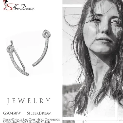 SilberDream Ear Cuff Herz Ohrringe Ohrklemme 925 Sterling Silber GSO458W