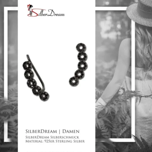 SilberDream Ear Cuff Kreise Zirkonia schwarz Ohrringe 925 Silber GSO425S