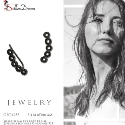 SilberDream Ear Cuff Kreise Zirkonia schwarz Ohrringe 925 Silber GSO425S
