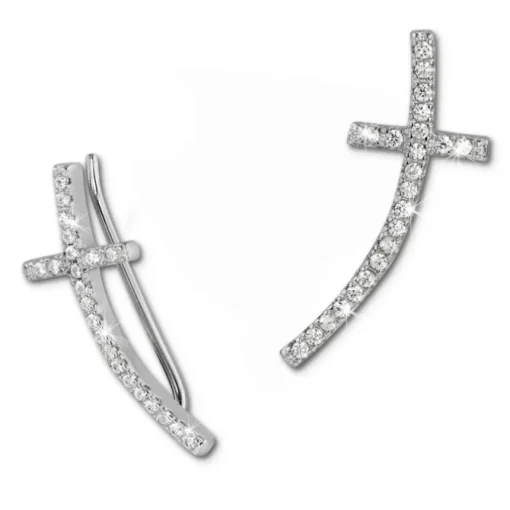 SilberDream Ear Cuff Kreuz Ohrringe Ohrklemme 925 Sterling Silber GSO467W