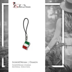 SilberDream Edelstahl Anhänger Italien Flagge - Telefon, Taschenanhänger FC4005