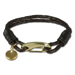 SilberDream Edelstahl golden Lederarmband braun Bolo-Armband LAP514B