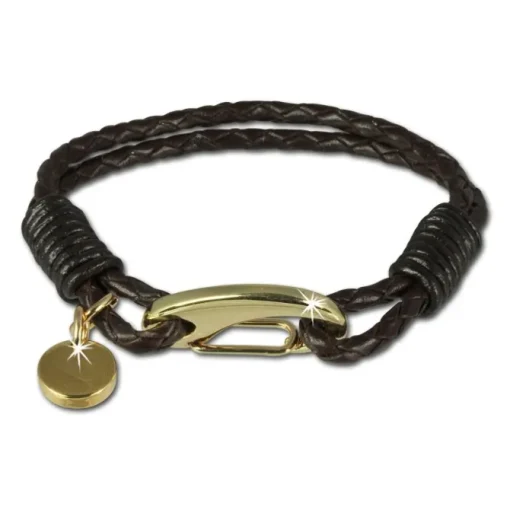 SilberDream Edelstahl golden Lederarmband braun Bolo-Armband LAP514B