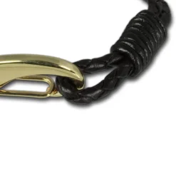 SilberDream Edelstahl golden Lederarmband schwarz Bolo-Armband LAP514S