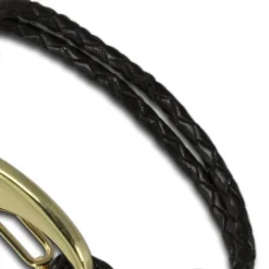 SilberDream Edelstahl golden Lederarmband schwarz Bolo-Armband LAP514S
