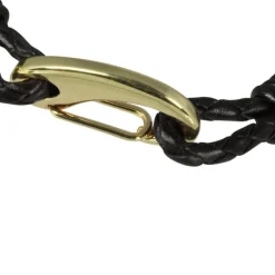 SilberDream Edelstahl golden Lederarmband schwarz Bolo-Armband LAP514S