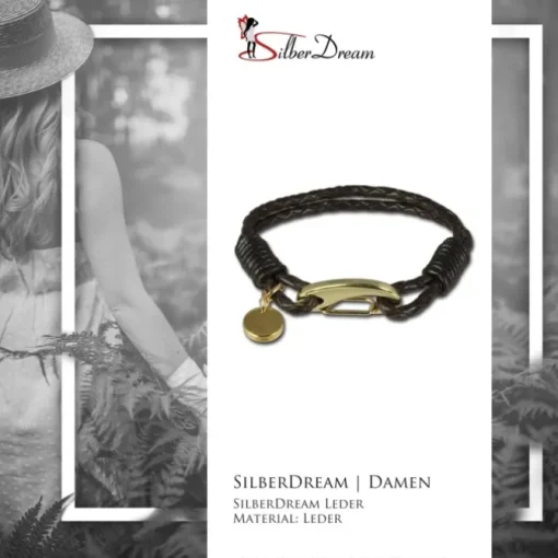 SilberDream Edelstahl golden Lederarmband braun Bolo-Armband LAP514B
