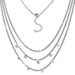 SilberDream 3er Layer Halskette Zirkonia weiß 925 Silber 44-47cm Kette GSK414W