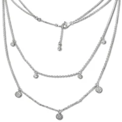 SilberDream 2er Layer Halskette Zirkonia weiß 925 Silber 44-47cm Kette GSK416W