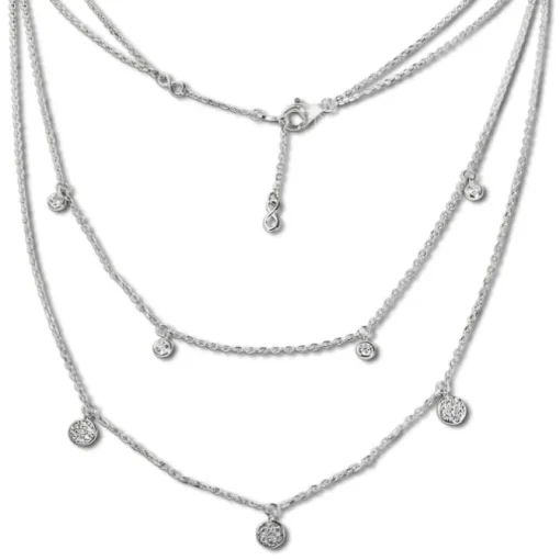 SilberDream 2er Layer Halskette Zirkonia weiß 925 Silber 44-47cm Kette GSK416W