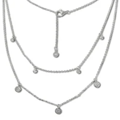 SilberDream 2er Layer Halskette Zirkonia weiß 925 Silber 42-47cm Kette GSK415W