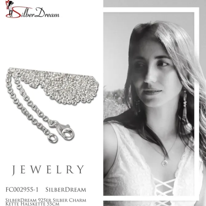 SilberDream 925er Silber Charm Kette Halskette 55cm FC002955-1