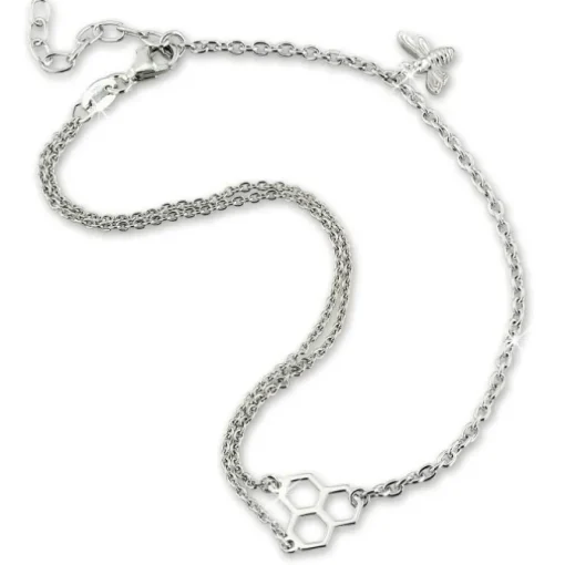 SilberDream Fußkette Bienenwabe mit Biene 25cm 925 Sterling Silber SDF5145J