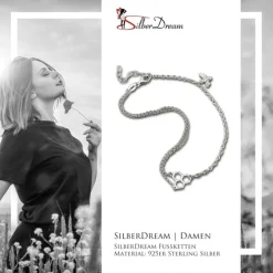 SilberDream Fußkette Bienenwabe mit Biene 25cm 925 Sterling Silber SDF5145J
