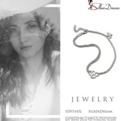 SilberDream Fußkette Bienenwabe mit Biene 25cm 925 Sterling Silber SDF5145J