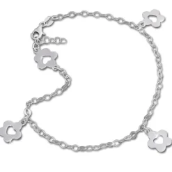 SilberDream Fußkette Blümchen offen 25,5cm 925 Sterling Silber SDF2105