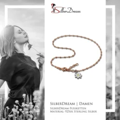SilberDream Fußkette Blümchen rosevergoldet 27cm 925 Sterling Silber SDF2204E
