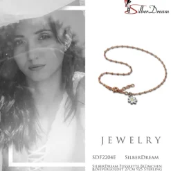 SilberDream Fußkette Blümchen rosevergoldet 27cm 925 Sterling Silber SDF2204E