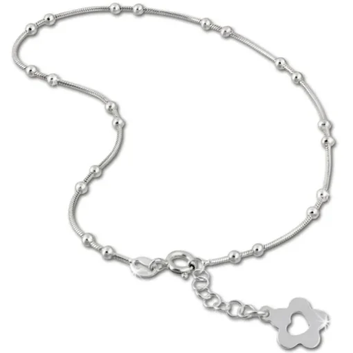SilberDream Fußkette Blume offen 25,5cm 925 Sterling Silber SDF2115