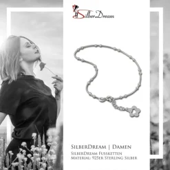 SilberDream Fußkette Blume offen 25,5cm 925 Sterling Silber SDF2115
