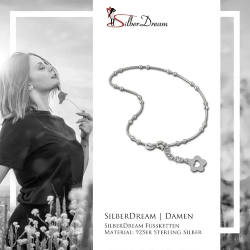 SilberDream Fußkette Blume offen 25,5cm 925 Sterling Silber SDF2115