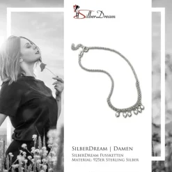 SilberDream Fußkette Dangle 25cm 925 Sterling Silber Damen SDF5195J