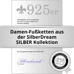 SilberDream Fußkette Dangle 25cm 925 Sterling Silber Damen SDF5195J