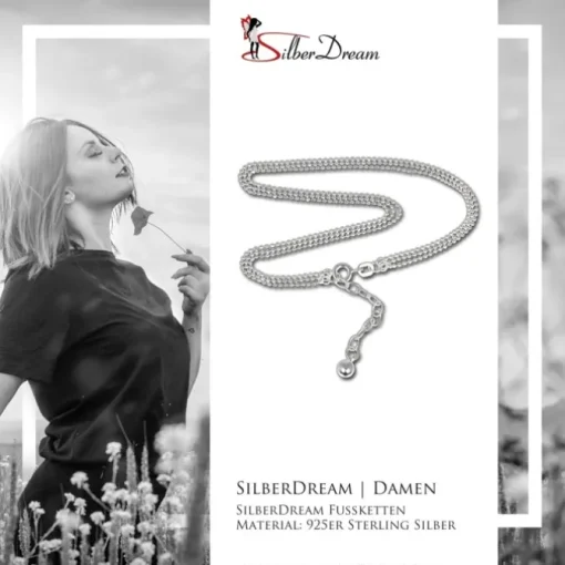 SilberDream Fußkette 3er Kugelkette 24cm 925 Silber SDF012